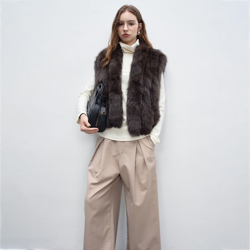 Thumbnail: Fox Fur Vest in Chocolate