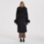 Thumbnail: Black Wool Coat With Mongolian Fur Trim