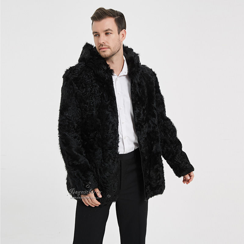 Thumbnail: Lamb Hoody Jacket For Men in Black