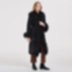 Thumbnail: Black Wool Coat With Mongolian Fur Trim