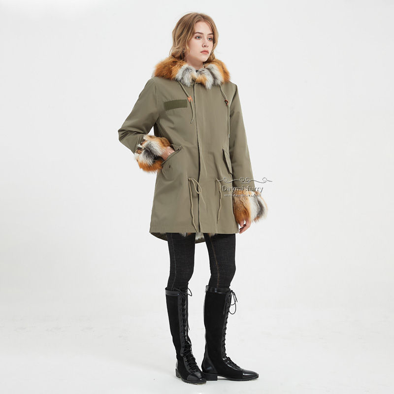Thumbnail: Rabbit Fur Lined Parka Jacket With Fox Fur Trim
