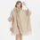 Thumbnail: Wool Hoody Poncho With Fox Fur Trim in Beige