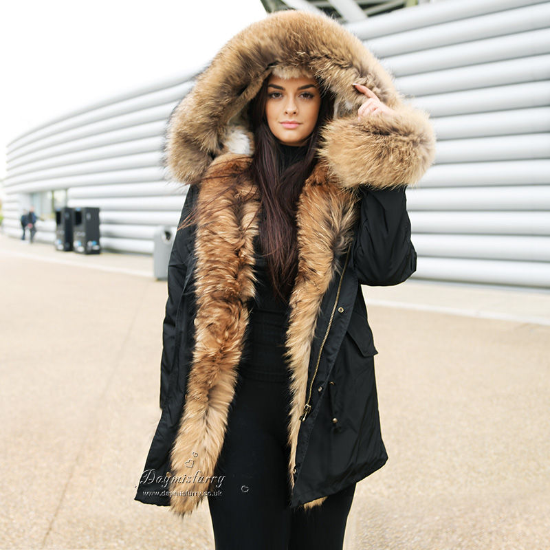 Thumbnail: Rabbit Fur Lined Parka With Raccoon Fur Trim and Cuff