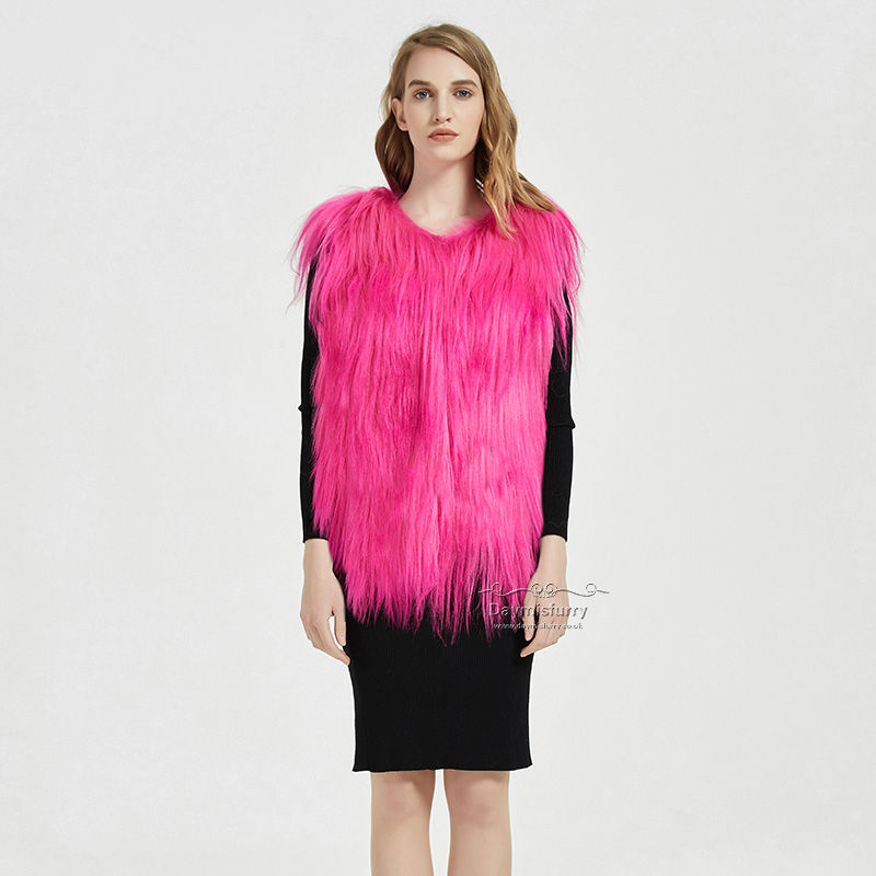 Thumbnail: Goat Pelt Wool Gilet in Hot Pink