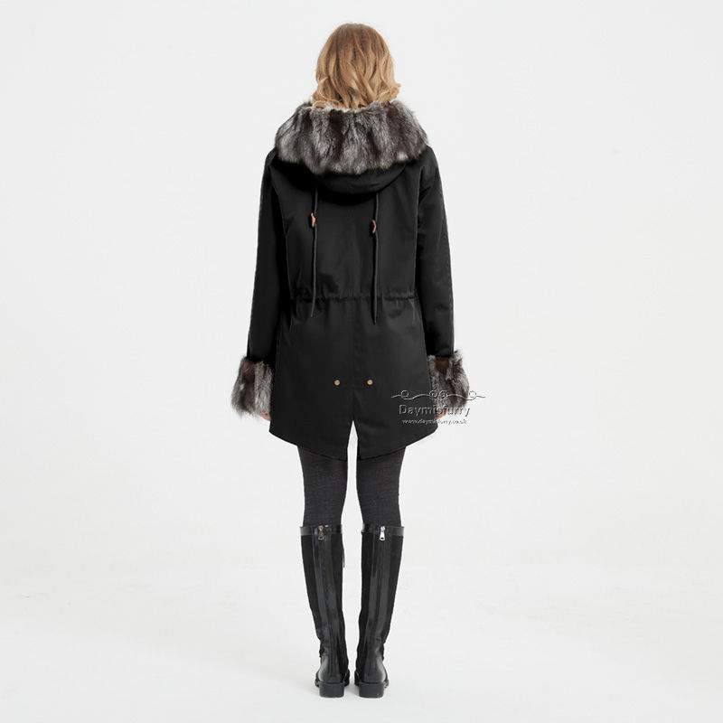 Thumbnail: Rabbit Fur Lined Parka Jacket With Fox Fur Trim