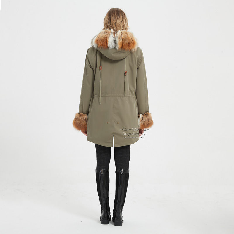 Thumbnail: Rabbit Fur Lined Parka Jacket With Fox Fur Trim