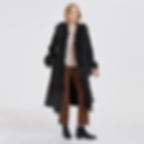 Thumbnail: Black Wool Coat With Mongolian Fur Trim