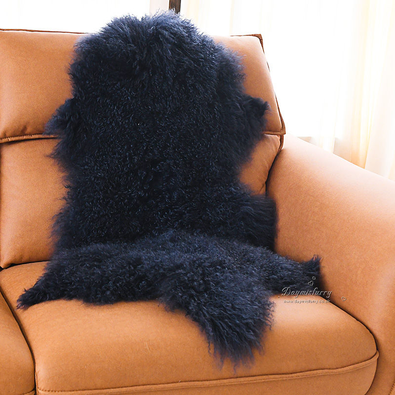 Thumbnail: Mongolian Sheepskin Rug in Navy