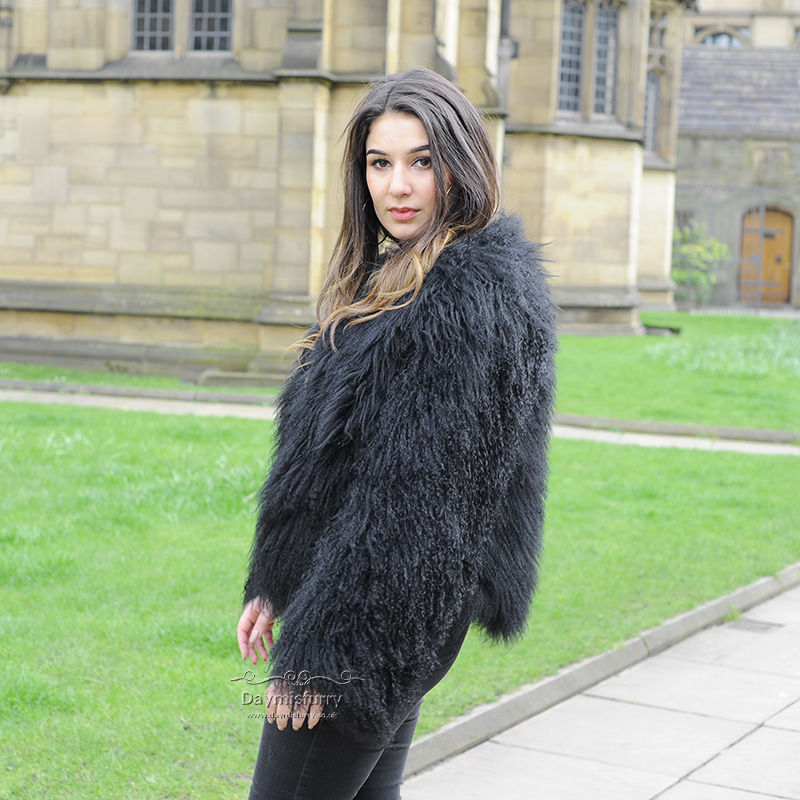 Thumbnail: Mongolia Lamb Wool Jacket in Black