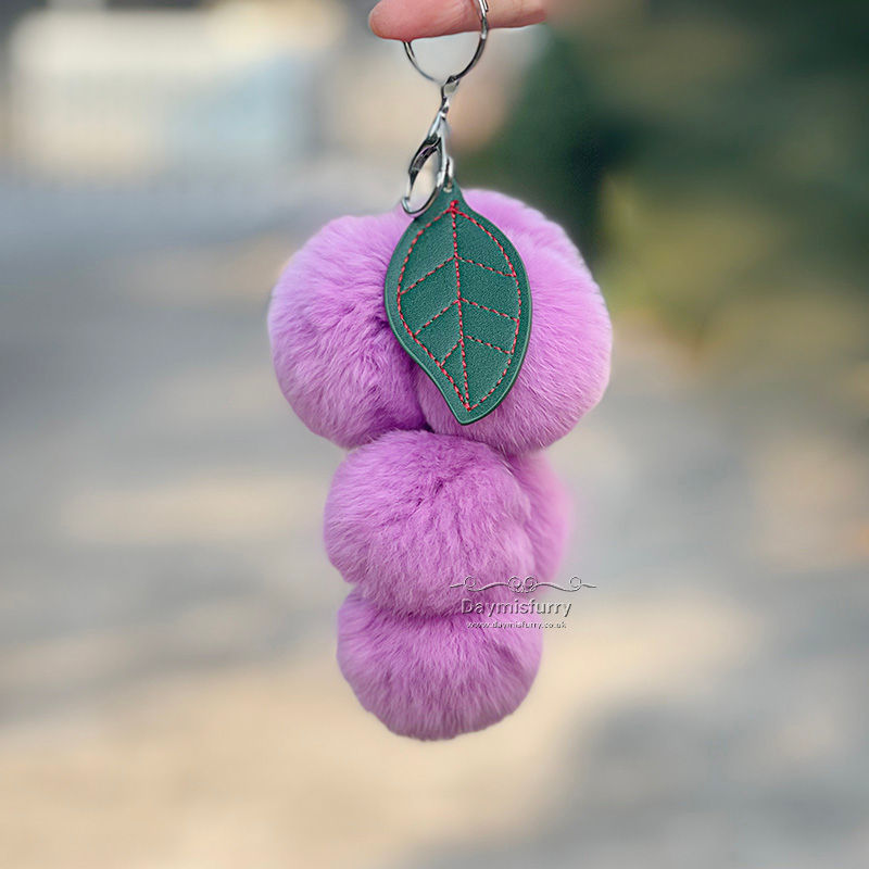 Thumbnail: Rex Rabbit Fur Grape  Bag Charm