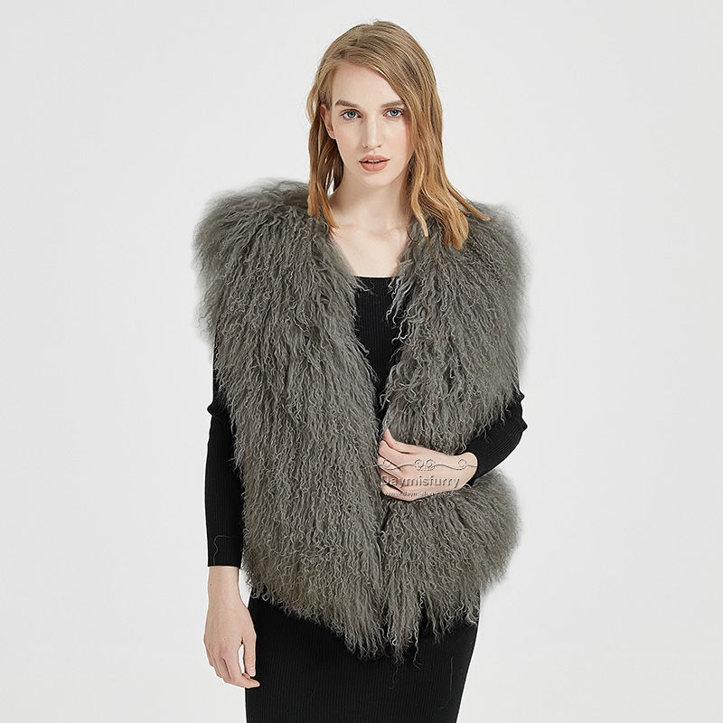 Thumbnail: Mongolian Lamb Wool Vest in Charcoal