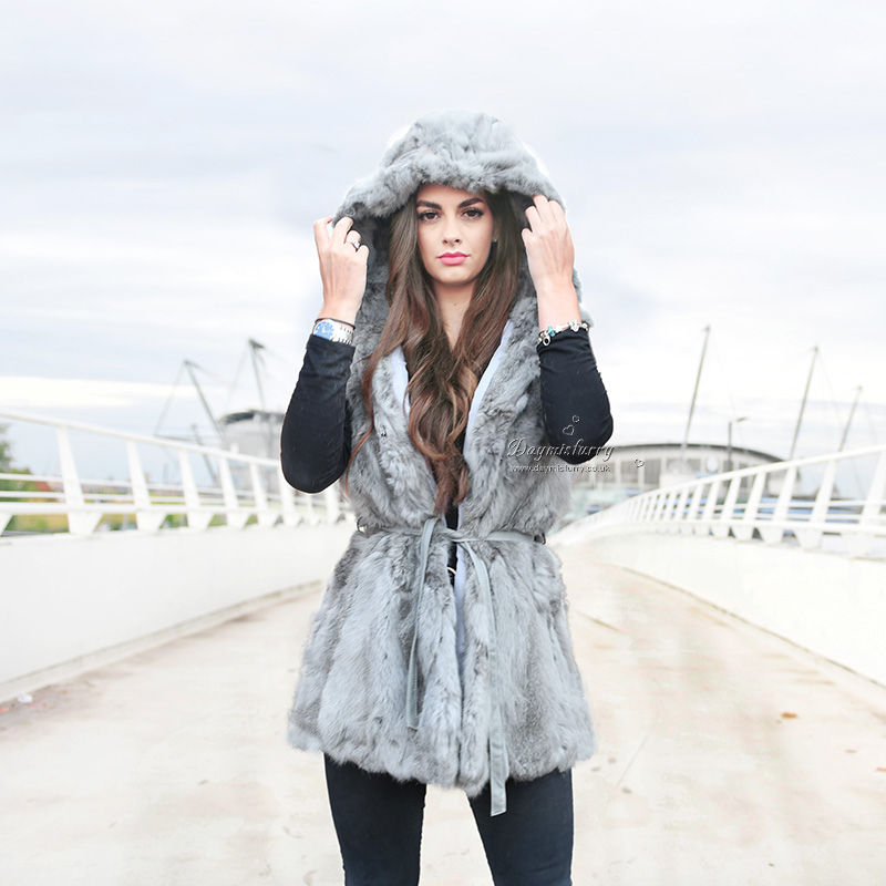 Thumbnail: Pieced Rabbit Fur Hoody Vest