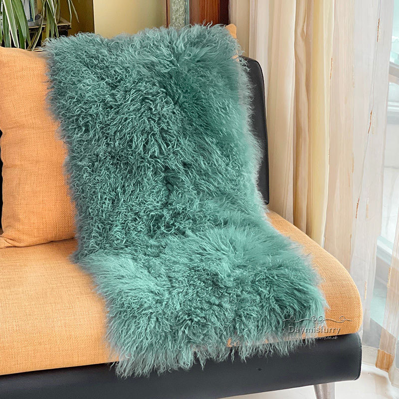 Thumbnail: Mongolian Sheepskin Wool rug / Blanket - Frost