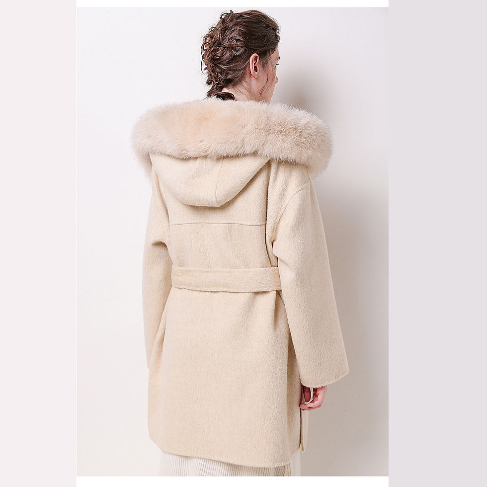 Thumbnail: Cashmere Wool Jacket With Fur Trim Hood