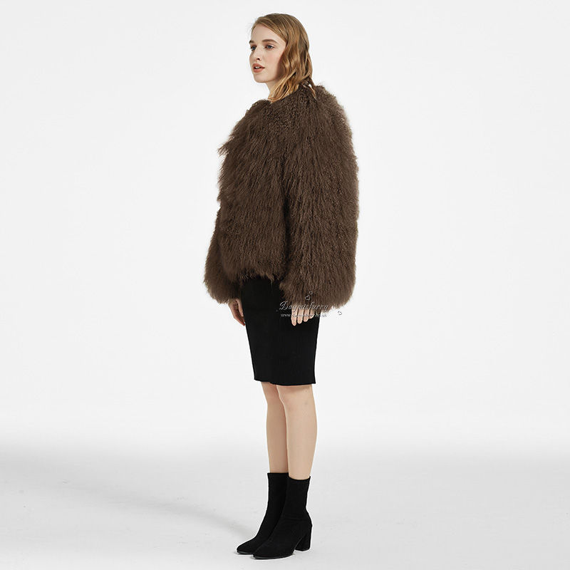 Thumbnail: Mongolian Sheepskin Jacket in Chocolate