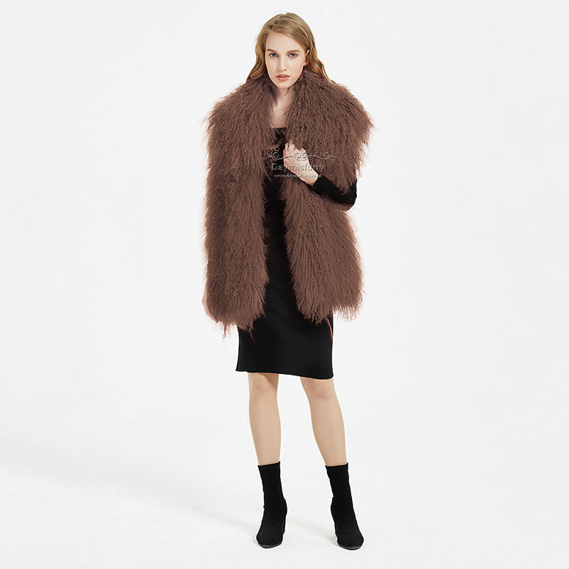 Thumbnail: Mongolian Lamb Wool Stole in Brown