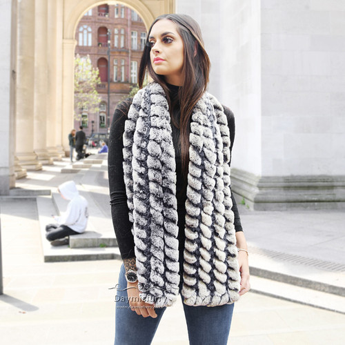 Rex Rabbit Fur Scarf in Black Frost | daymisfurry