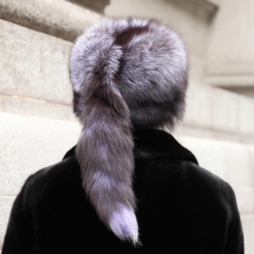 Silver Fox Fur Men's Hat With Fox Tail daymisfurry