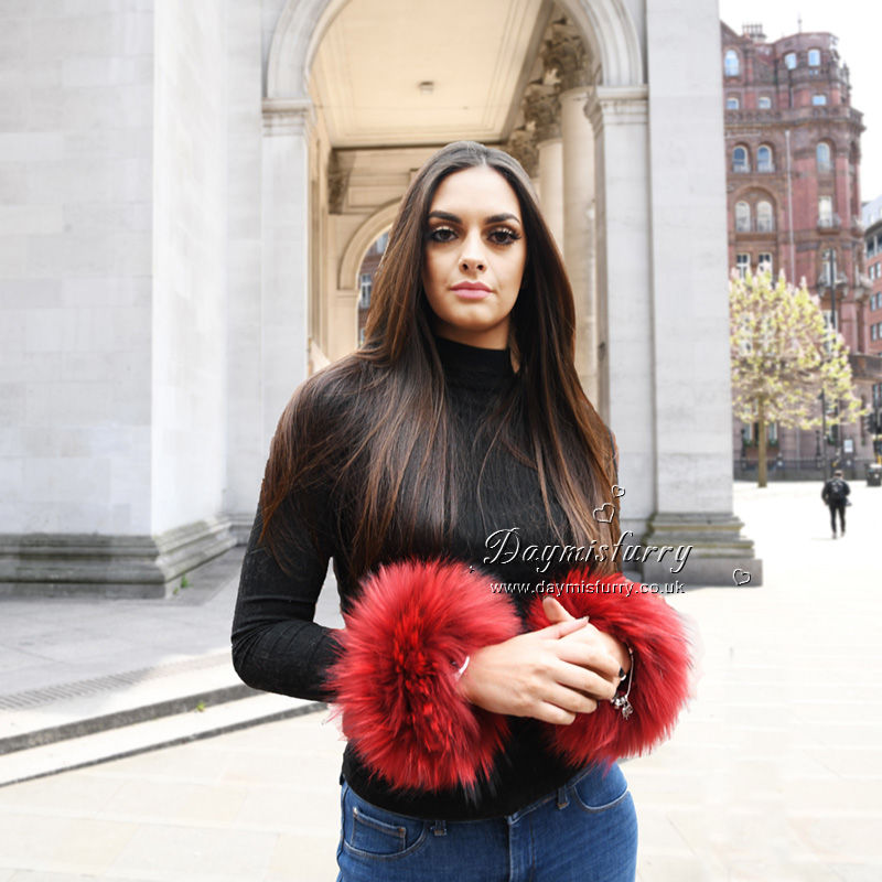 Thumbnail: Raccoon Slap On Fur Cuffs / Bracelet / Wristban