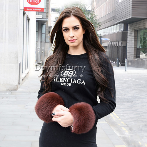 Ruby Slap Finn Fox Fur Slap on Cuffs / Bracelet - Ruby Wine | daymisfurry