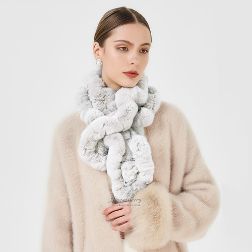 Rex Rabbit Fur Scarf in Ivory | daymisfurry