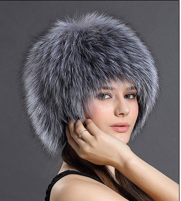 Thumbnail: Knit Finn Silver Fox Fur Hat