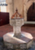The seven-sacrament carved font dates from the 1400s