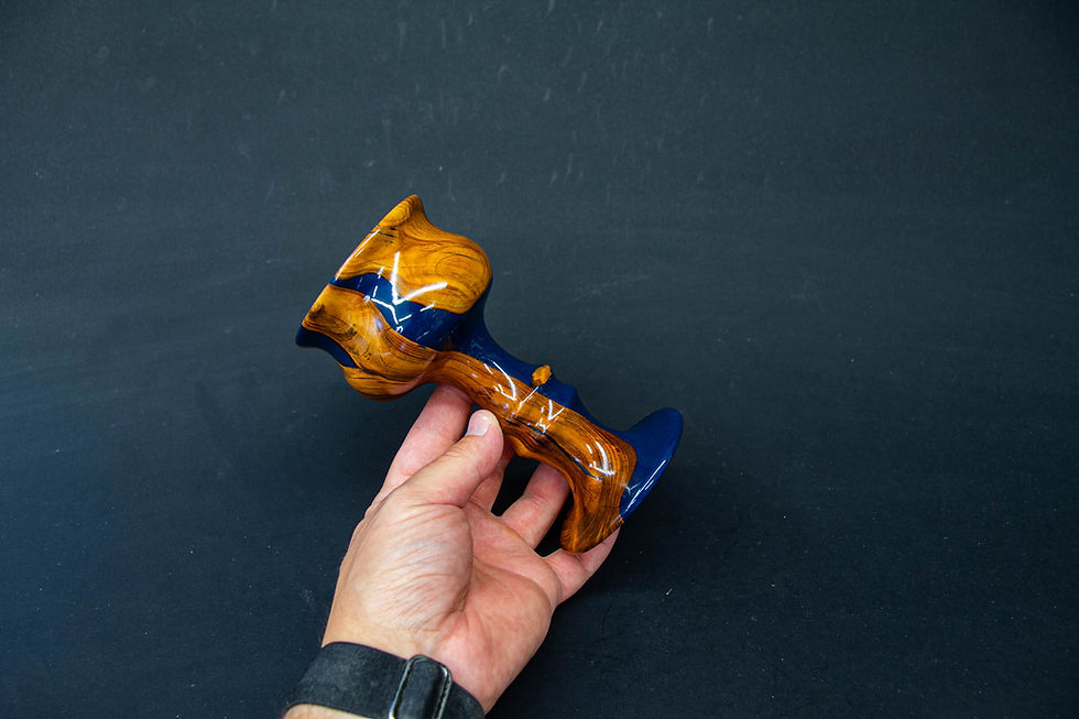 Thumbnail: Blue Hybrid Olive Wood Goblet