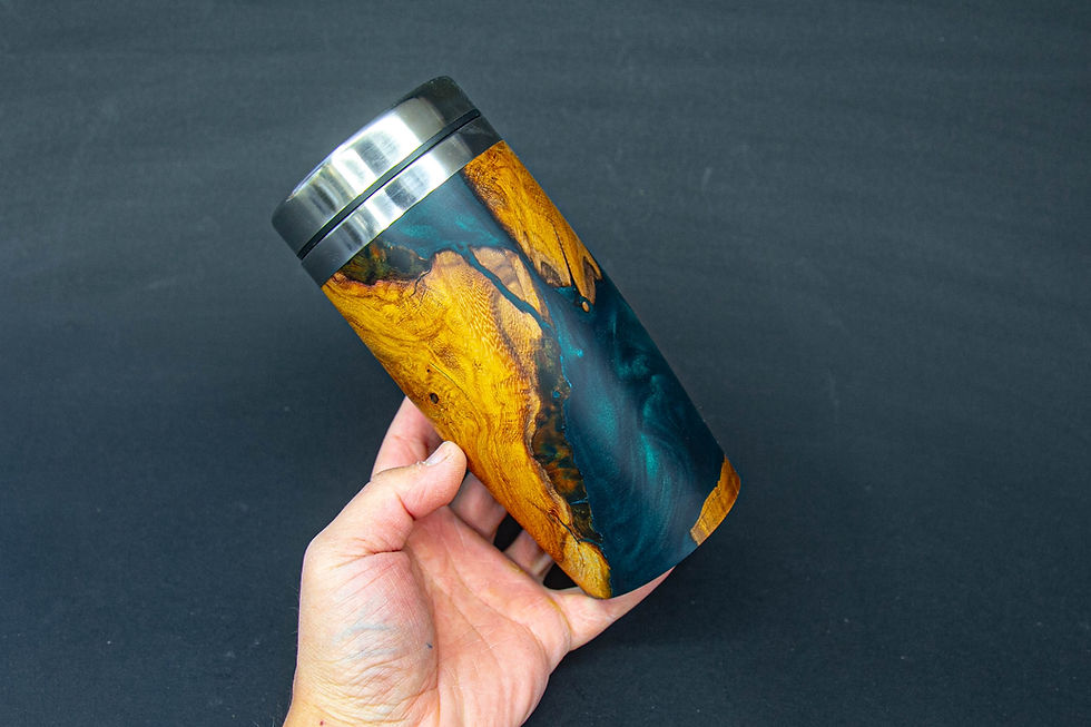 Thumbnail: Hybrid Mallee Burl and Green Resin Coffee Tumbler