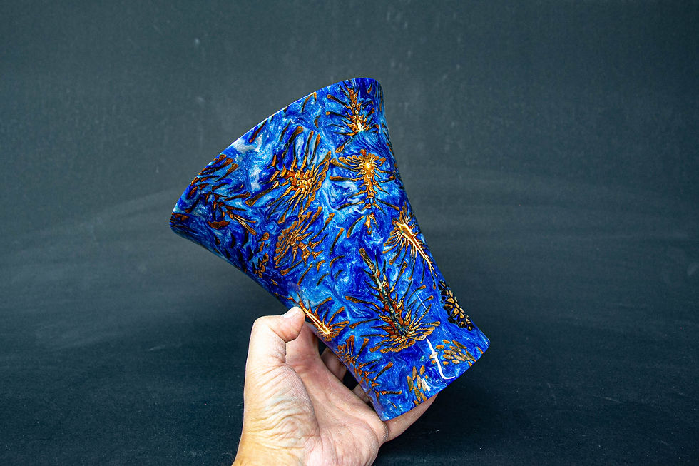 Thumbnail: Blue and Silver Multi Coloured Hybrid  Pine Cone Vase