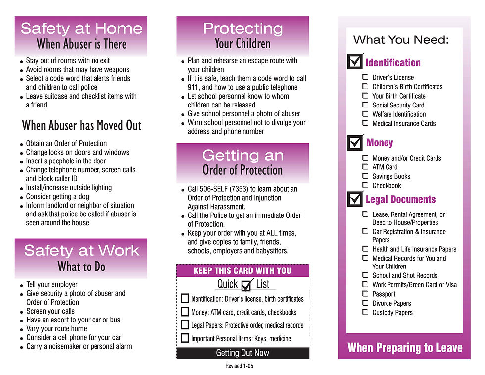 Domestic Violence Safety Plan snapshot 2