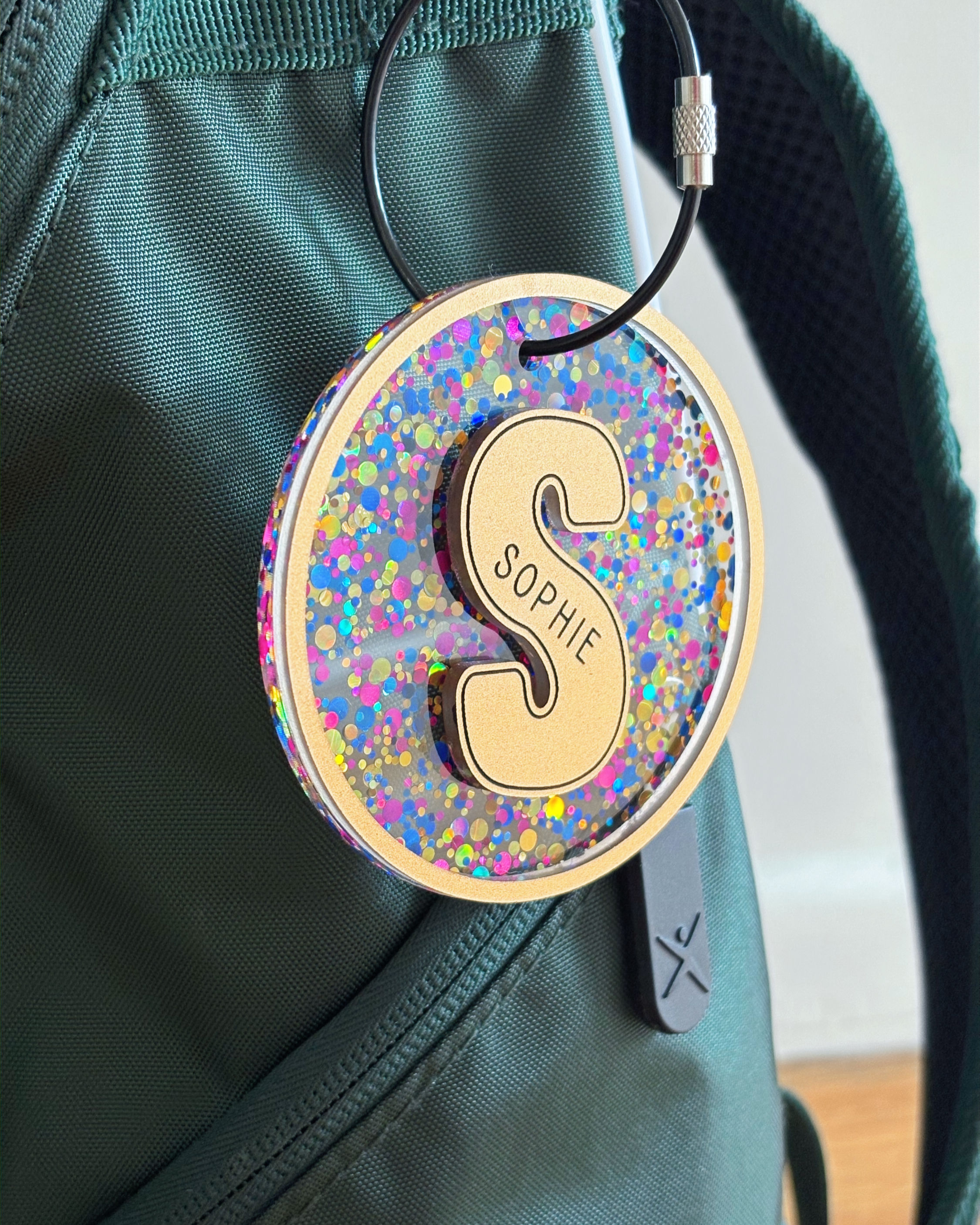 Personalised Glitter Acrylic Bag Tag