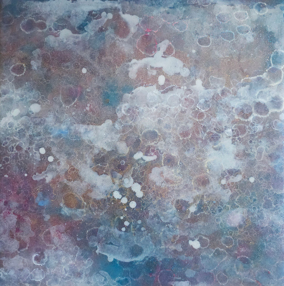 Nebbu 1, 12" x 12", mixed media on wood panel
