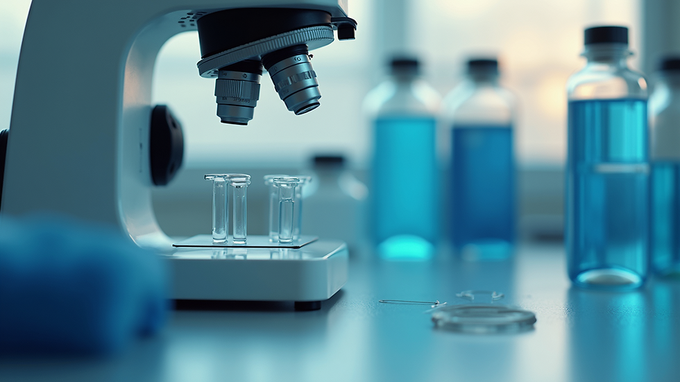 Close-up view of laboratory equipment set for conducting medical tests