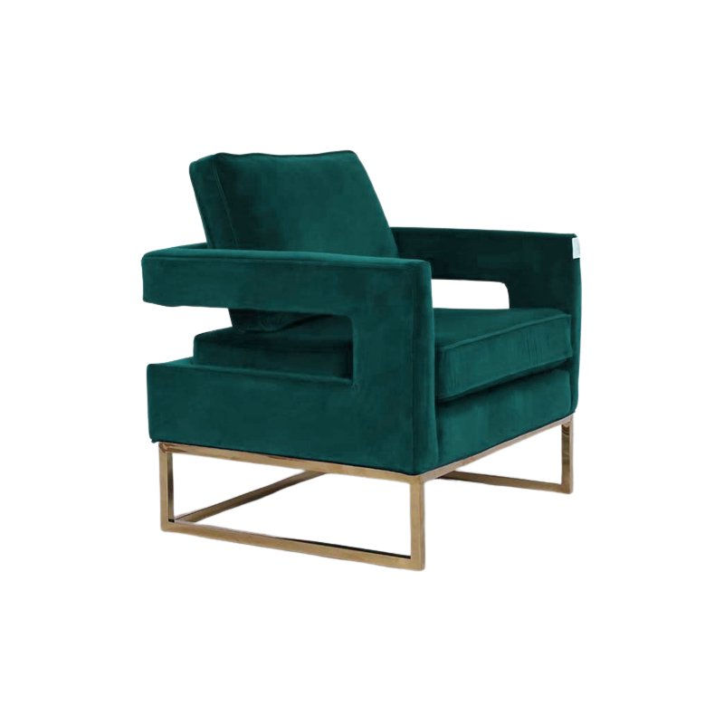 NNEDSZ Golden Framed Bottom Armed Accent Chair_Blue