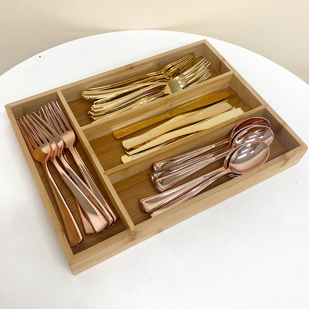 KitchenNest Bamboo Cutlery Organiser styled in a setting