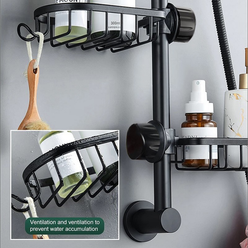 FlowNest Adjustable Shower Shelf 2pcs styled in a setting