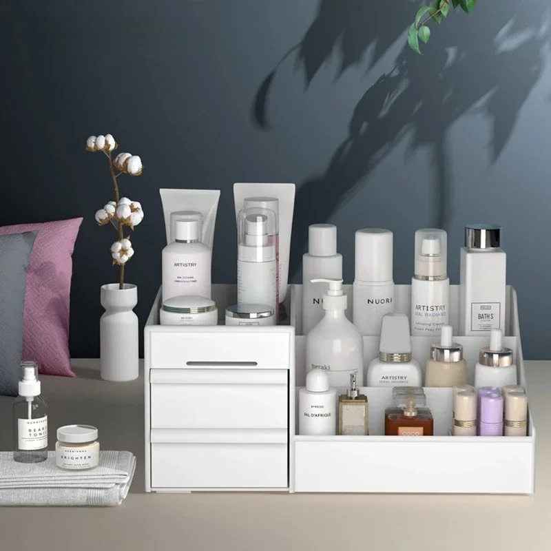 LuxeNest Compact Cosmetic & Skincare Storage Box styled in a setting