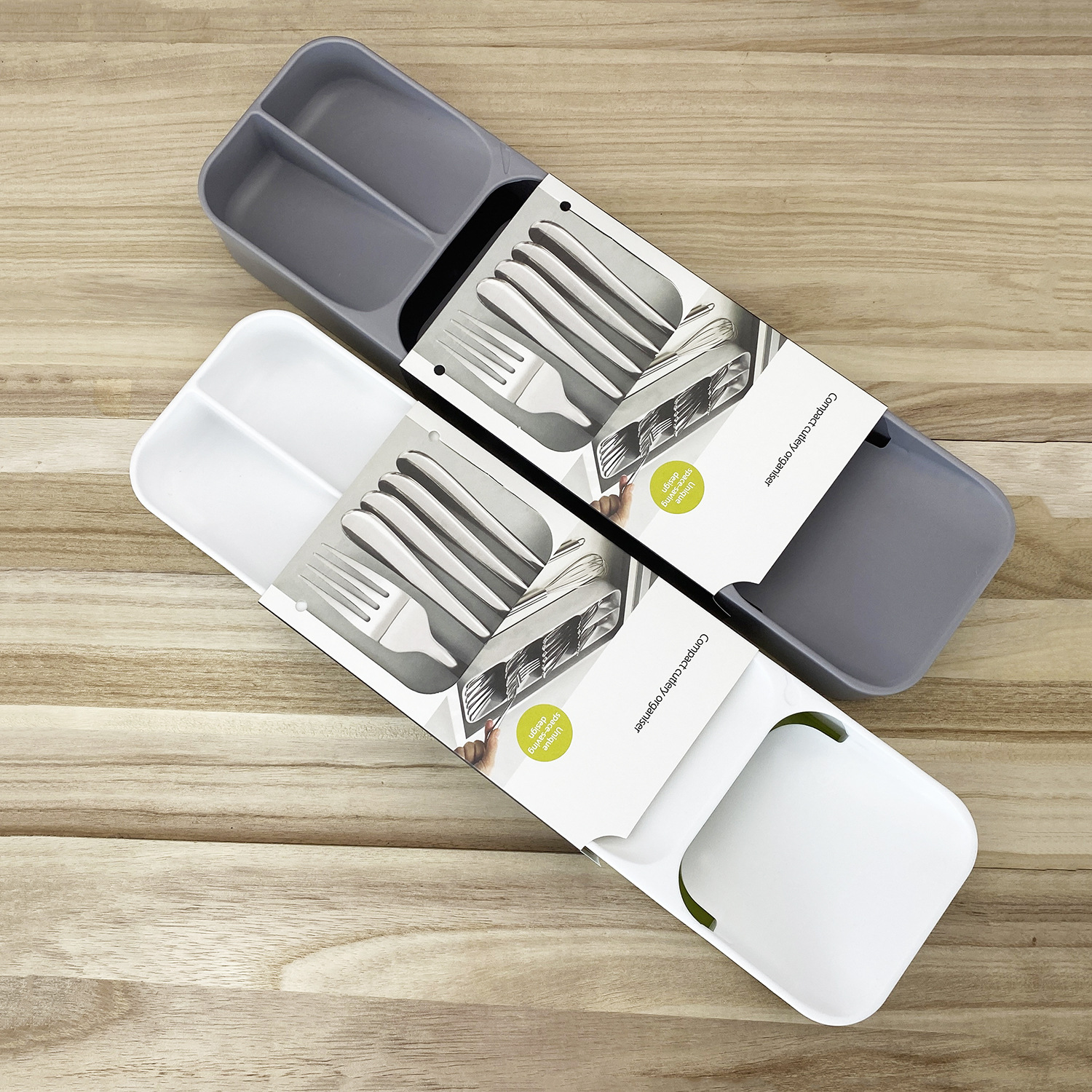 AngleNest Cutlery Organiser styled in a setting