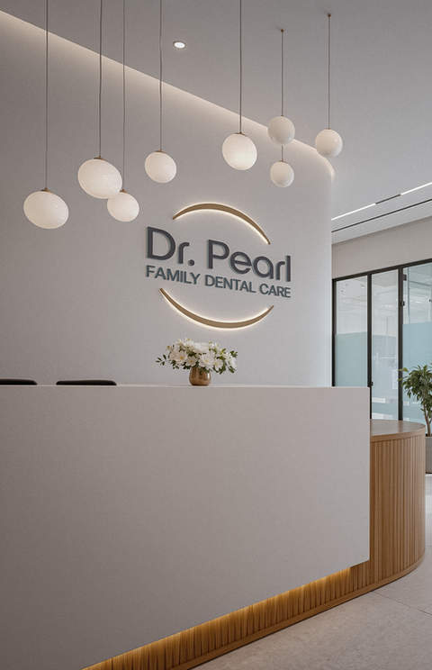 Dr. Pearl Family Dental Care, modern reception with seating
