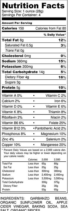 CHIQS Classic Nutrition Facts