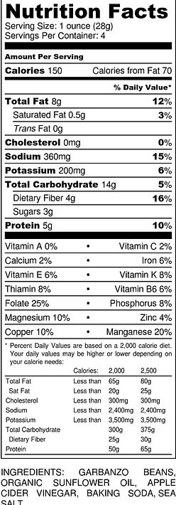 CHIQS Classic Nutrition Facts