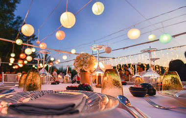 Outdoor dinner party setup