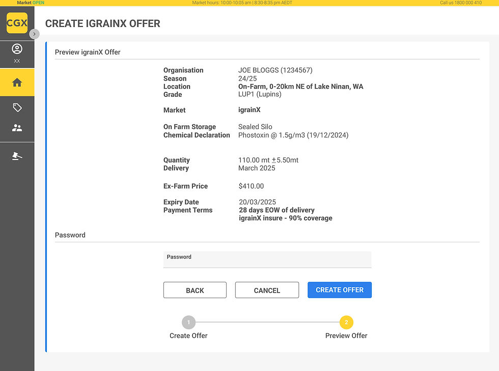 Firm grain bid against offered grain on clear grain exchange