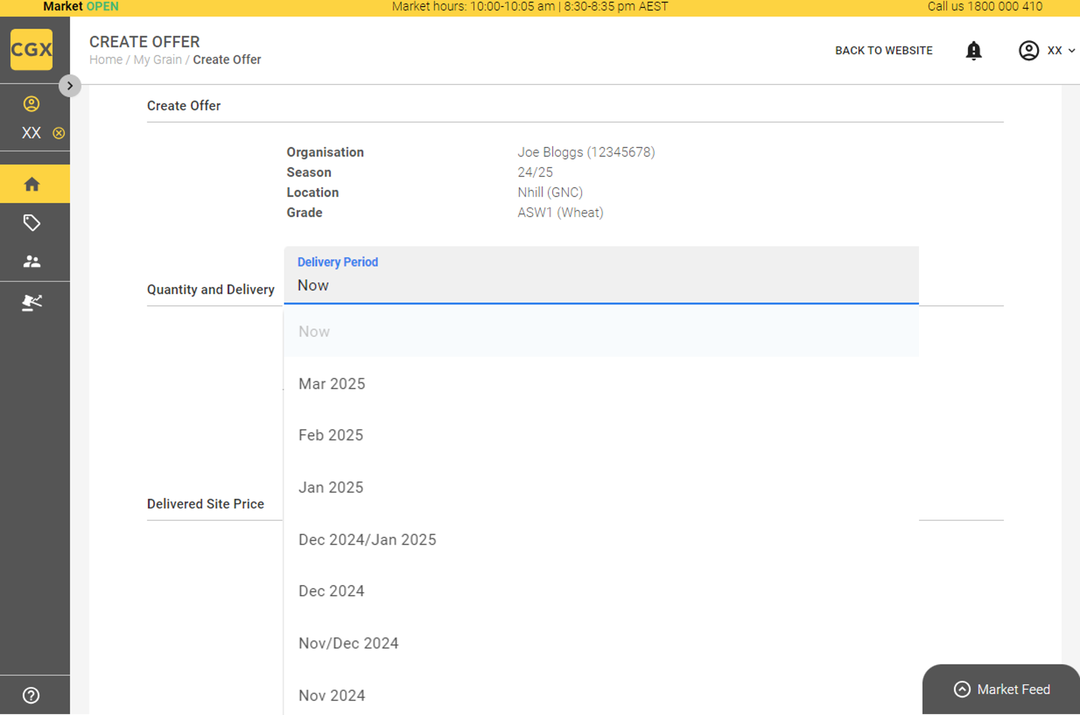 Firm grain bid against offered grain on clear grain exchange