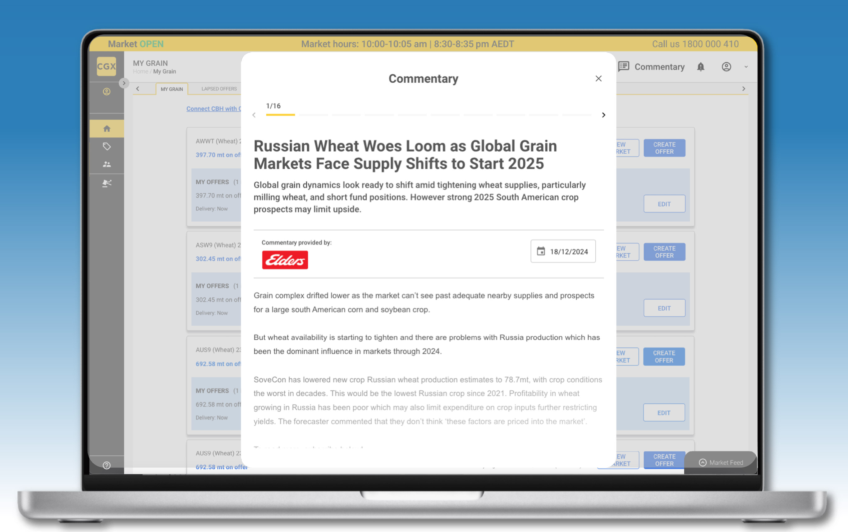 Market commentary in your CGX account