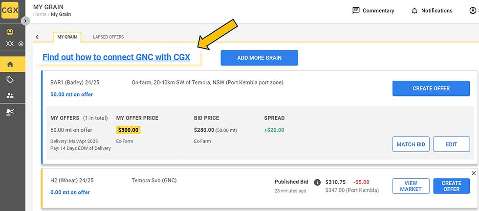 Connect with CGX grain