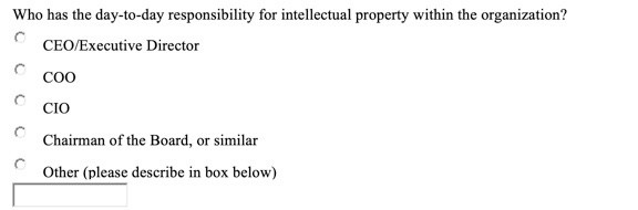 Question and answer options from a survey