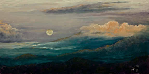Monrise over the Blue Ridge oil by Gray