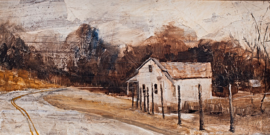 House on Potato Branch Leicester NC oil painting by Asheville artist Gray Artus